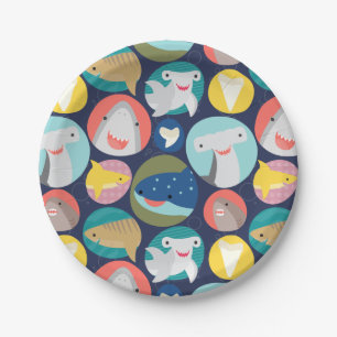 Assiettes En Carton Espèces de requins mignons