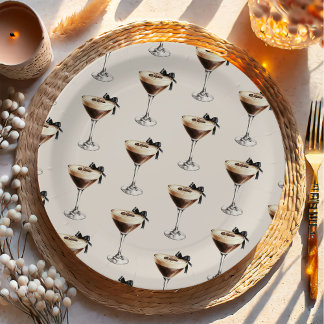 Assiettes En Carton Espresso Martini Black Bow Bridal Shower