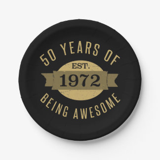 Assiettes En Carton Established 1972 50th Birthday