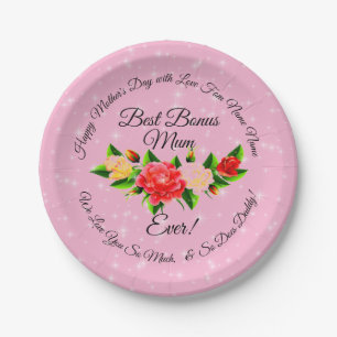 Assiettes En Carton Étape Mère Bonus Maman Fête des Mères Petit 7"