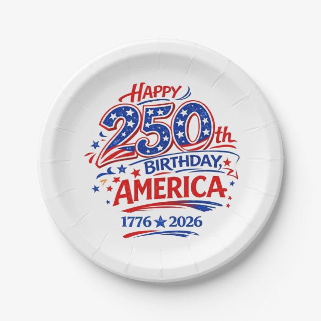 Assiettes En Carton États-Unis d'Amérique 250e anniversaire patriotiqu (Devant)