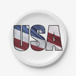 Assiettes En Carton États-Unis en rouge blanc et bleu drapeau patrioti