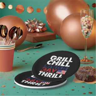 Assiettes En Carton Etats-Unis Grill Chill Fête du Travail Thrill BBQ
