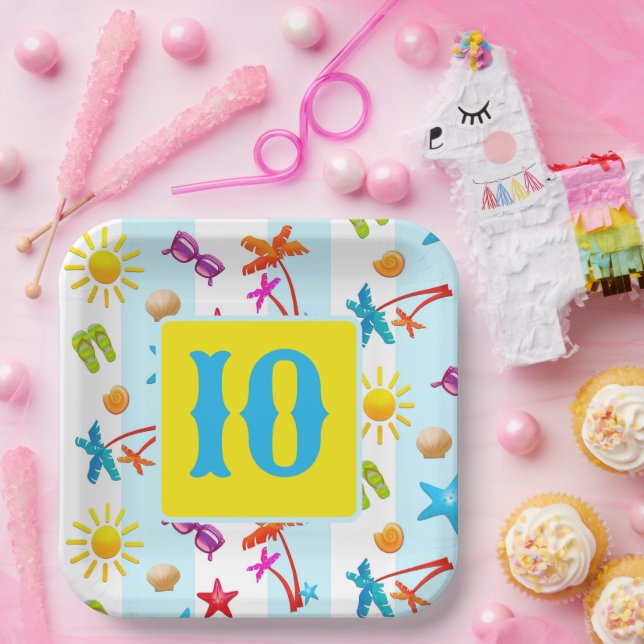 Assiettes En Carton Été Amusants Motif Enfants Plaques de papier (Fête)