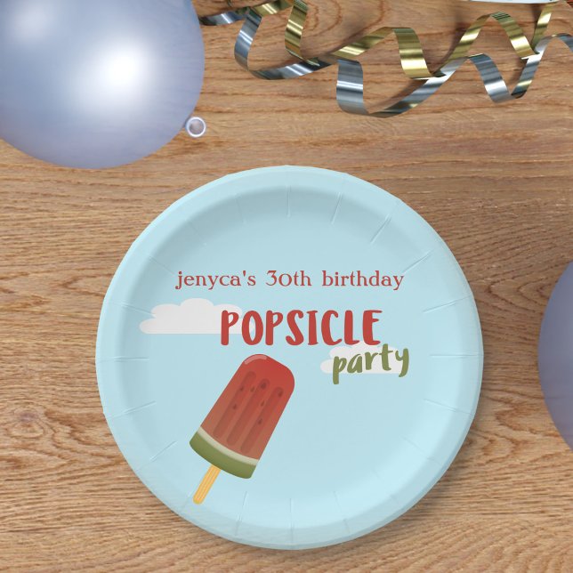 Assiettes En Carton Été Anniversaire Popsicle Party Plaques papier (Fun popiscle themed paper plate for any age! Just add your name)