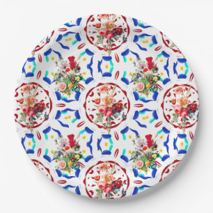 Assiettes En Carton Été, boho, bohème, floral, style méditerranéen