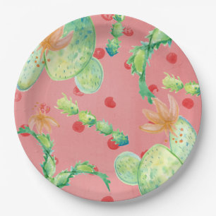 Assiettes En Carton Été Cactus Plaque en papier rose