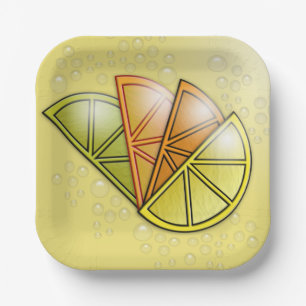 Assiettes En Carton Eté Citrus Bubbling Délice