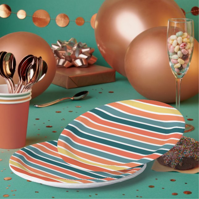 Assiettes En Carton Été de '77 Stripes (Multi)
