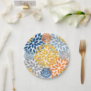Assiettes En Carton Été Floral Abstrait Couleurs vives Motif