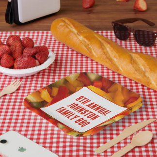 Assiettes En Carton Été Réunion Vibrant Photo BBQ Famille Pique-nique