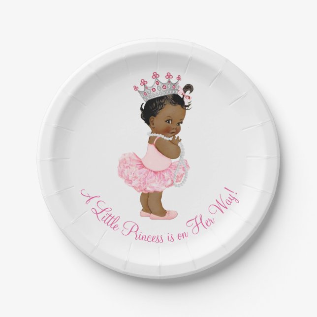 Assiettes En Carton Ethnic Ballerina Tutu Pearls Baby shower Princess (Devant)