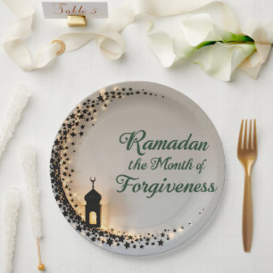 Assiettes En Carton Étiquette de cadeau thème Ramadan Kareem pour célé