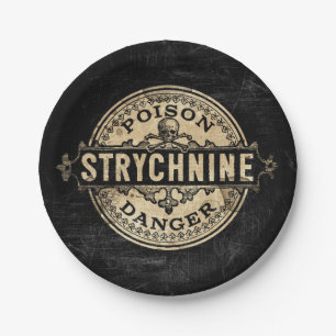 Assiettes En Carton Étiquette vintage de poison de style de strychnin
