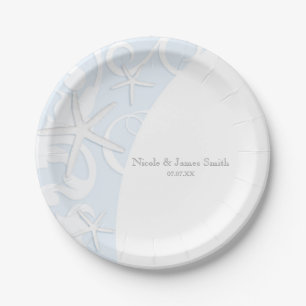 Assiettes En Carton Étoile Blanche Étoile de Mer Bleue Plage Élégant M