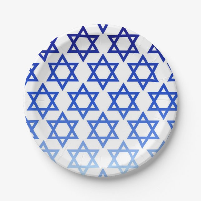 Assiettes En Carton Etoile bleue de David Happy Hanoukka Jewish Holida (Devant)