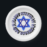 Assiettes En Carton Etoile bleue de David Joyeux Hanoukka Chanukkah Ju<br><div class="desc">Star Bleue de David Happy Hanoukka Chanukkah Fête juive Plaques papier de célébration</div>