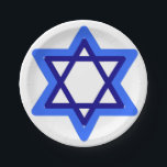Assiettes En Carton Étoile de David Happy Hanoukka Chanukkah juif<br><div class="desc">Etoile de David Happy Hanoukka Chanukkah Fête juive Fête Plaques de papier bleu</div>