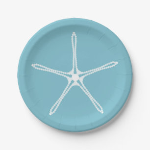 Assiettes En Carton Étoile de mer blanche perle Élégant Mariage douche