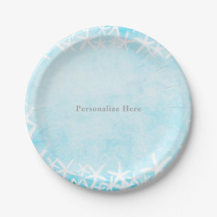Assiettes En Carton Étoile de mer peinte Aqua Blue Fête Fête sur mesur
