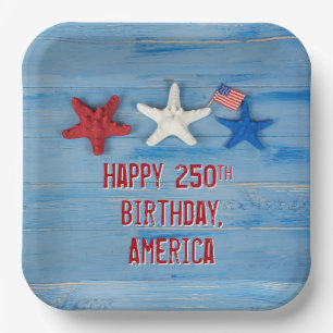 Assiettes En Carton Étoile de mer pour le 250e anniversaire de l'Améri