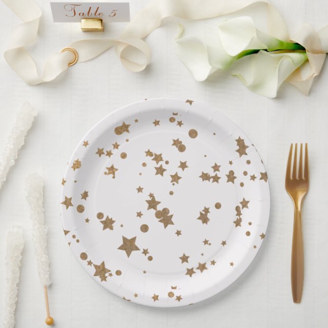 Assiettes En Carton étoile d'or (Mariage)