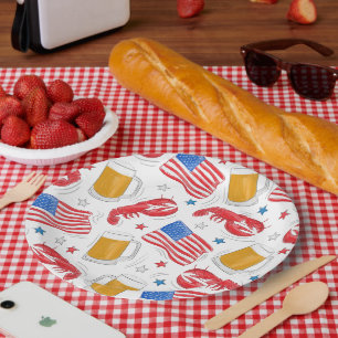 Assiettes En Carton Étoile du drapeau de la bière de homard