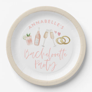 Assiettes En Carton Étoile rose moderne script cocktail bachelorette 