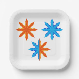 Assiettes En Carton Étoiles à huit pointes de feu et de glace