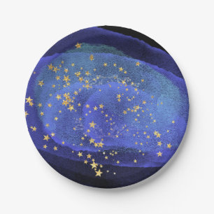Assiettes En Carton Étoiles abstraites de partie de marine de bleu de