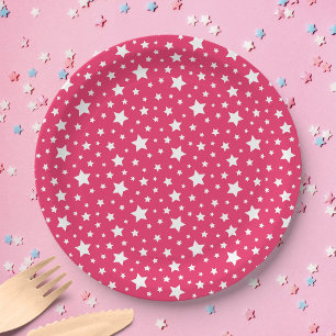 Assiettes En Carton Étoiles blanches avec couleur Arrière - plan modif