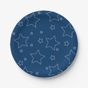 Assiettes En Carton Étoiles bleues 4 juillet Plaque de papier de parti