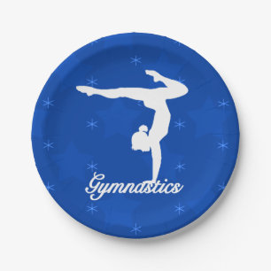 Assiettes En Carton Étoiles bleues de fille de gymnastique