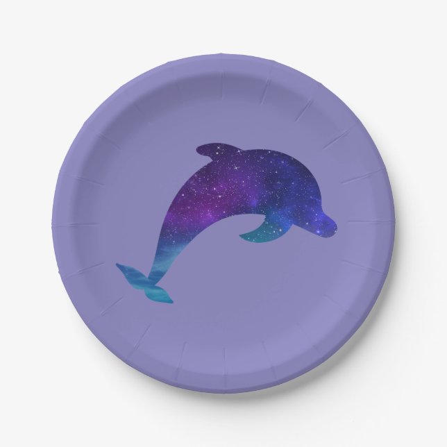 Assiettes En Carton Étoiles de la galaxie Delphin Stars Galaxy Dolphin (Devant)