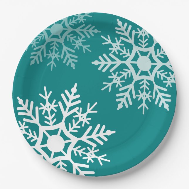 Assiettes En Carton Étoiles de neige - Noël - Plaque de papier (Devant)