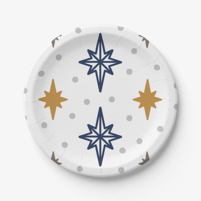 Assiettes En Carton Étoiles de Noël (Devant)