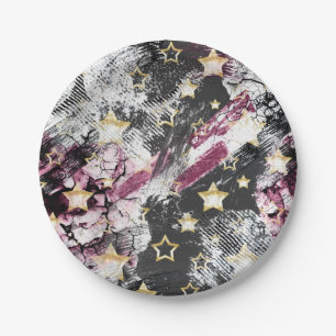 Assiettes En Carton Étoiles dorées grunge abstrait stylé urbain modern
