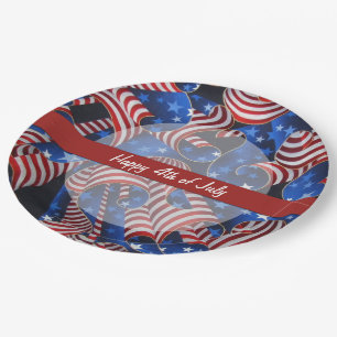 Assiettes En Carton Étoiles et rayures Boucles patriotiques Plaques en