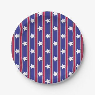 Assiettes En Carton Étoiles et rayures patriotiques amusantes et fanta