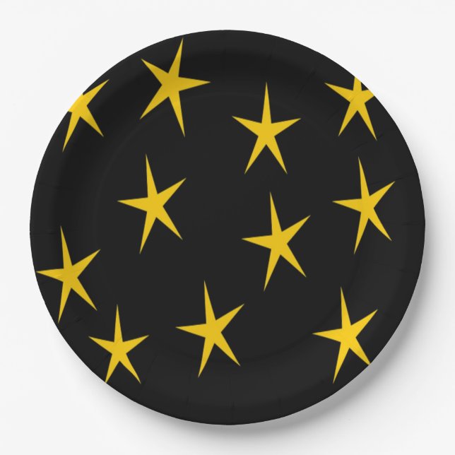 ASSIETTES EN CARTON ÉTOILES JAUNES (Devant)