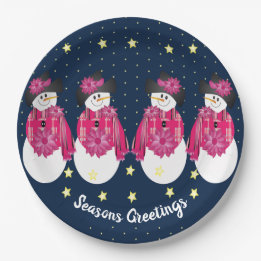 Assiettes En Carton Etoiles Jaunes avec bleu marine et rose