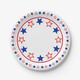 Assiettes En Carton Étoiles rouges, blanches, bleues 7" plaques à