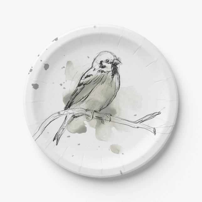 Assiettes En Carton Étude des oiseaux de la nature (Devant)