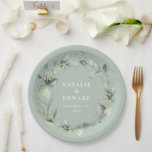 Assiettes En Carton Eucalyptus aquarelle mariage vert sauge<br><div class="desc">Aquarelle eucalyptus botanique sauge vert feuillage mariage faveur décoration fêtes plaques en papier. Partie d'une suite mariage complète</div>