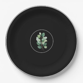 Assiettes En Carton  Eucalyptus Black Upscale Wedding Paper Plates