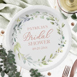 Assiettes En Carton Eucalyptus Fête des mariées de couronne verte<br><div class="desc">Plaque de papier Fête des mariées Eucalyptus vert</div>