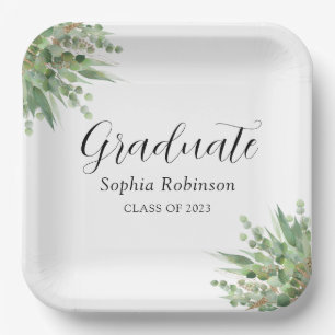 Assiettes En Carton Eucalyptus Green Party de graduation moderne