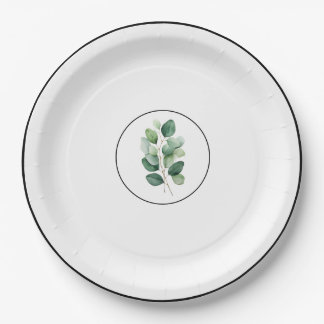 Assiettes En Carton Eucalyptus greenery elegant paper plates