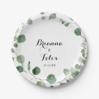 Eucalyptus Moderne Calligraphie Mariage Gâteau
