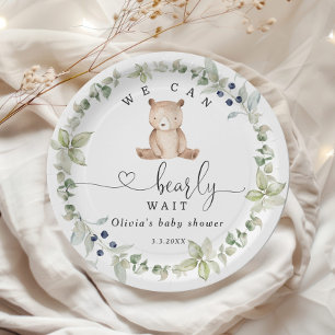 Assiettes En Carton Eucalyptus on peut attendre baby shower